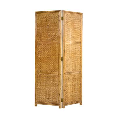 Vivai del Sud Vivai del Sud Mid Century Italian Bamboo Rattan Palm Tree Folding Screen Mirror