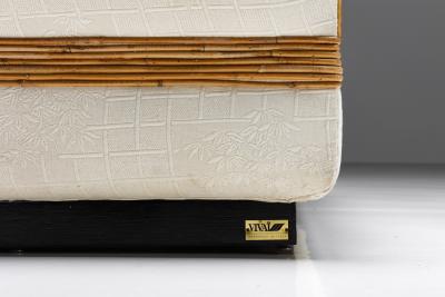  Vivai del Sud Vivai del Sud Sofa in Silk and Rattan 1970s