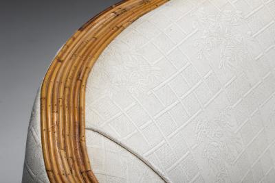  Vivai del Sud Vivai del Sud Sofa in Silk and Rattan 1970s