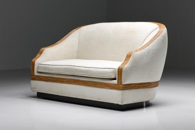  Vivai del Sud Vivai del Sud Sofa in Silk and Rattan 1970s