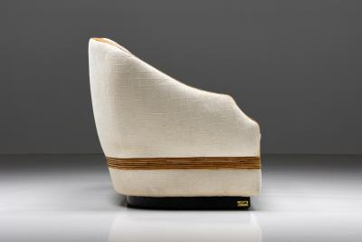  Vivai del Sud Vivai del Sud Sofa in Silk and Rattan 1970s