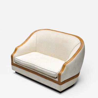  Vivai del Sud Vivai del Sud Sofa in Silk and Rattan 1970s