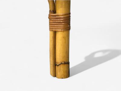  Vivai del Sud Vivai del Sud attr Indian Cane Wicker Brass Lounge Chairs Italy 1970s