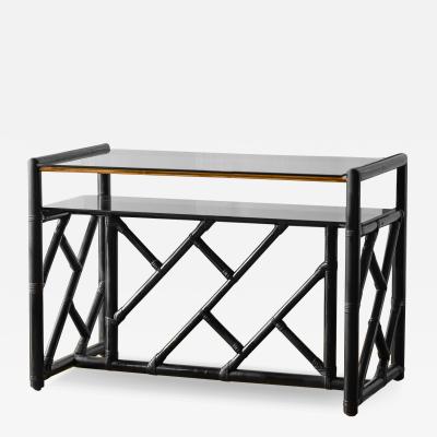  Vivai del Sud Vivai del Sud desk in black lacquered bamboo Italy 1970s