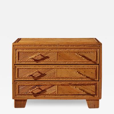  Vivai del Sud Vivai del Sud wood rattan and bamboo chest of drawers Itlay 1970s