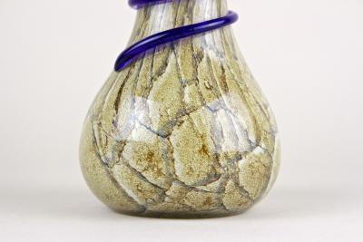  Vivarini Mid Century Modern Murano Glass Vase With Blue Glass Thread Italy ca 1970s