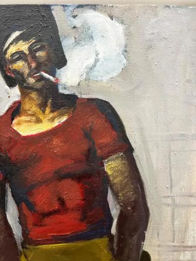  Vladimir Aksyonov Vladimir Aksyonov USSR 1985 Soviet Era Painting of a Welder