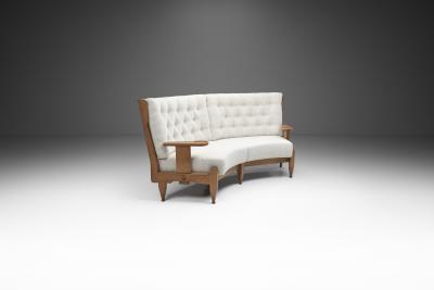 Votre Maison Guillerme et Chambron Oak Angular Sofa for Votre Maison France 1960s