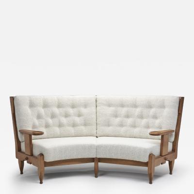  Votre Maison Guillerme et Chambron Oak Angular Sofa for Votre Maison France 1960s