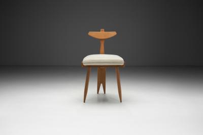  Votre Maison Guillerme et Chambron Oak Tripod Stool for Votre Maison France ca 1950s