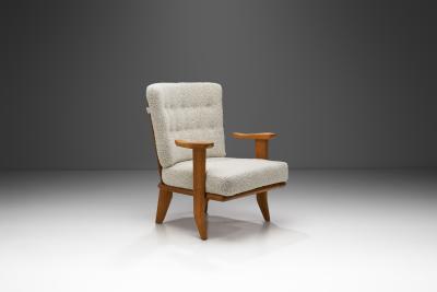  Votre Maison Guillerme et Chambron Sculpted Oak Lounge Chair for Votre Maison France 1950s