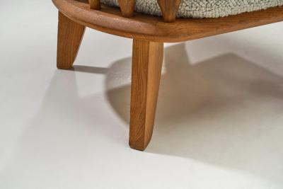  Votre Maison Guillerme et Chambron Sculpted Oak Lounge Chair for Votre Maison France 1950s