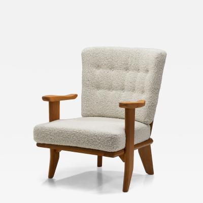  Votre Maison Guillerme et Chambron Sculpted Oak Lounge Chair for Votre Maison France 1950s