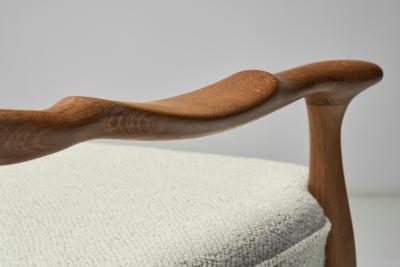  Votre Maison Guillerme et Chambron Two Seater Oak Sofa for Votre Maison France 1960s