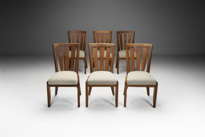  Votre Maison Set of Six Oak Dining Chairs by Guillerme et Chambron France 20th Century