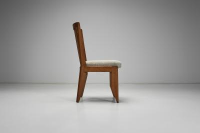  Votre Maison Set of Six Oak Dining Chairs by Guillerme et Chambron France 20th Century