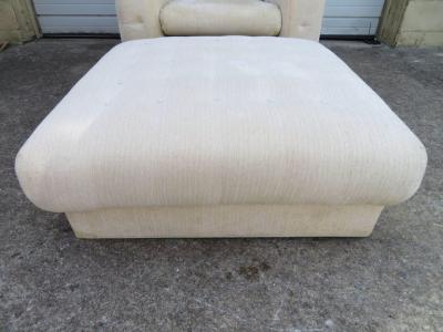  W J Sloane Unusual Milo Baughman Style Tufted Cube Lounge Chair with Matching Ottoman