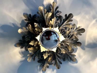  W M ller Set of Two Mid Century Floral Flush Mounts or Sconces by W M ller Germany 1970s