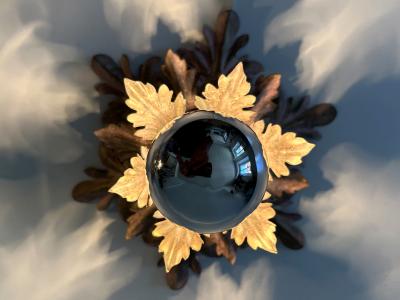  W M ller Set of Two Mid Century Floral Flush Mounts or Sconces by W M ller Germany 1970s