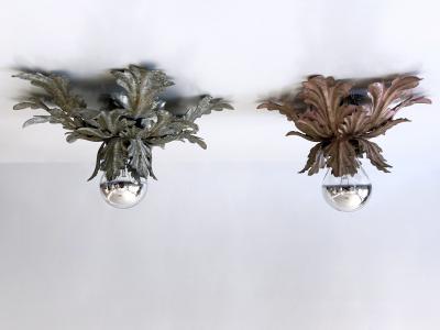  W M ller Set of Two Mid Century Floral Flush Mounts or Sconces by W M ller Germany 1970s