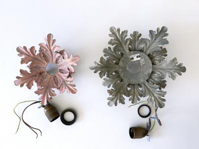  W M ller Set of Two Mid Century Floral Flush Mounts or Sconces by W M ller Germany 1970s