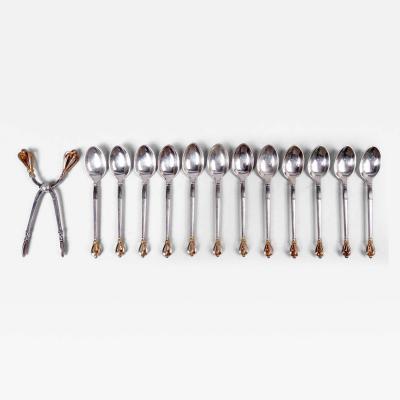  W S Sorensen W S Sorensen Golden Crown Demitasse Spoons Sugar Nips
