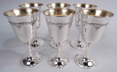  WALLACE Set of 6 Wallace Normandie Sterling Silver Goblets