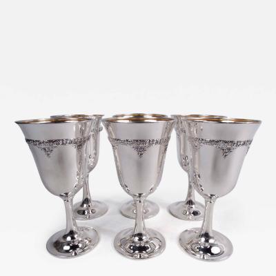  WALLACE Set of 6 Wallace Normandie Sterling Silver Goblets