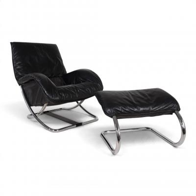  WK M bel WK M bel leather lounge chair with ottoman by Robert Haussmann 1970