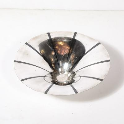  WMF Ikora Art Deco WMF Ikora Textural Silver Plated Bowl W Jet Black Linear Detailing