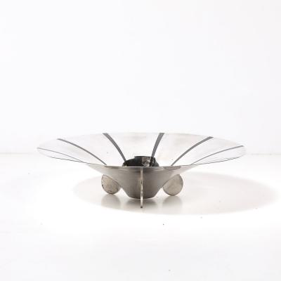  WMF Ikora Art Deco WMF Ikora Textural Silver Plated Bowl W Jet Black Linear Detailing