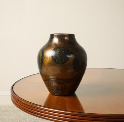  WMF Ikora German Art Deco Ikora Metal Vase by WMF with Floral Motif circa 1930