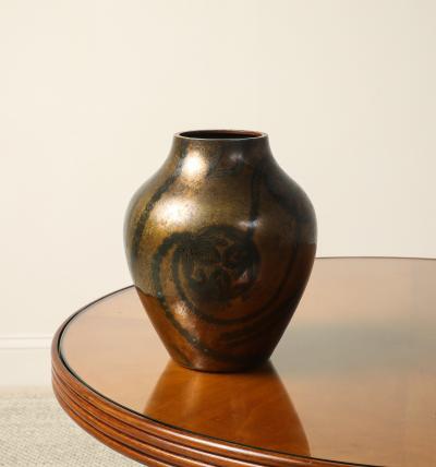  WMF Ikora German Art Deco Ikora Metal Vase by WMF with Floral Motif circa 1930