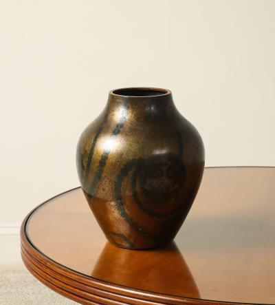  WMF Ikora German Art Deco Ikora Metal Vase by WMF with Floral Motif circa 1930