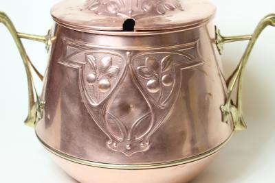 WMF W rttembergische Metallwarenfabrik W M F Art Nouveau Copper and Brass Cashepot or Punch Bowl by WMF Germany 1900