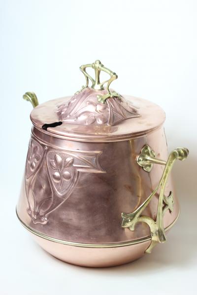 WMF W rttembergische Metallwarenfabrik W M F Art Nouveau Copper and Brass Cashepot or Punch Bowl by WMF Germany 1900