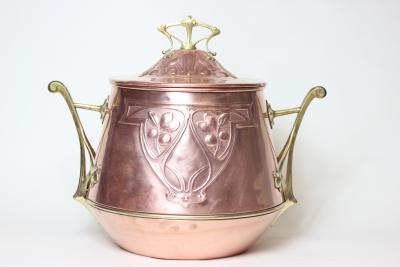 WMF W rttembergische Metallwarenfabrik W M F Art Nouveau Copper and Brass Cashepot or Punch Bowl by WMF Germany 1900