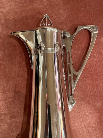  WMF W rttembergische Metallwarenfabrik W M F Art Nouveau Silver Wine Carafe with Cups and Tray by WMF