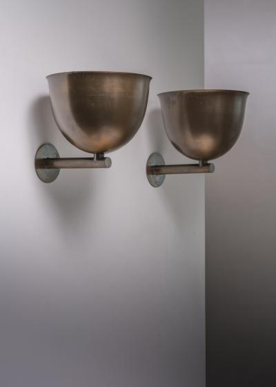  WMF W rttembergische Metallwarenfabrik W M F Pair of brass WMF wall lamps