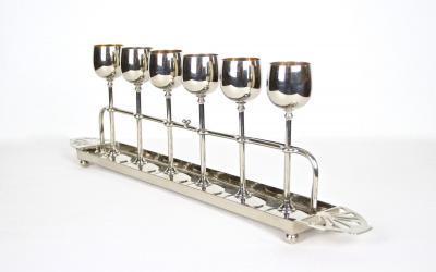  WMF W rttembergische Metallwarenfabrik W M F Set of 6 Art Nouveau Goblets by WMF Gilt Liquor Set Germany circa 1910