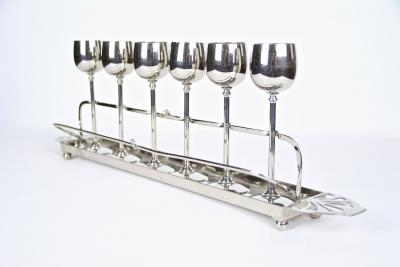  WMF W rttembergische Metallwarenfabrik W M F Set of 6 Art Nouveau Goblets by WMF Gilt Liquor Set Germany circa 1910