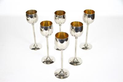  WMF W rttembergische Metallwarenfabrik W M F Set of 6 Art Nouveau Goblets by WMF Gilt Liquor Set Germany circa 1910