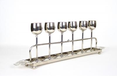  WMF W rttembergische Metallwarenfabrik W M F Set of 6 Art Nouveau Goblets by WMF Gilt Liquor Set Germany circa 1910
