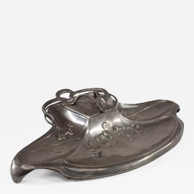  WMF W rttembergische Metallwarenfabrik W M F WMF Secessionist Art Nouveau Pewter Inkstand of Rectangular Organic Flowing Form