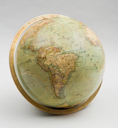Wagner Debes Lehrm Anst of Leipzig 12 German Terrestrial Globe on Stand Circa 1880