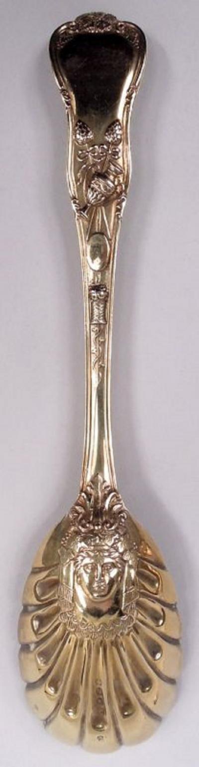  Wakely Wheeler Antique English Victorian Stag Hunt Silver Gilt Berry Spoons 1886