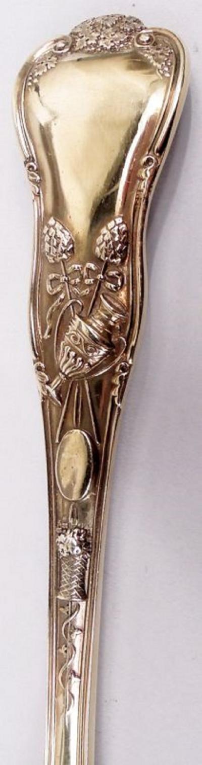  Wakely Wheeler Antique English Victorian Stag Hunt Silver Gilt Berry Spoons 1886