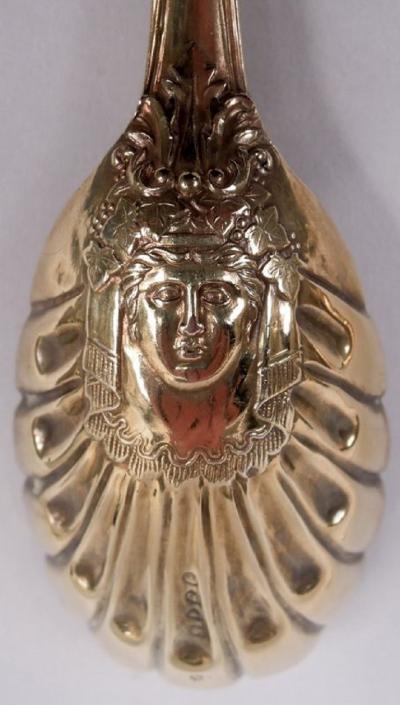  Wakely Wheeler Antique English Victorian Stag Hunt Silver Gilt Berry Spoons 1886