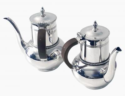 Wakely Wheeler Antique Silver bachelors caf au lait pair London 1913 Wakely and Wheeler