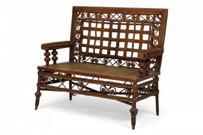  Wakerfield Rattan 3 Piece Wicker Scroll and Lattice Design Seating Set with Floral Cushions